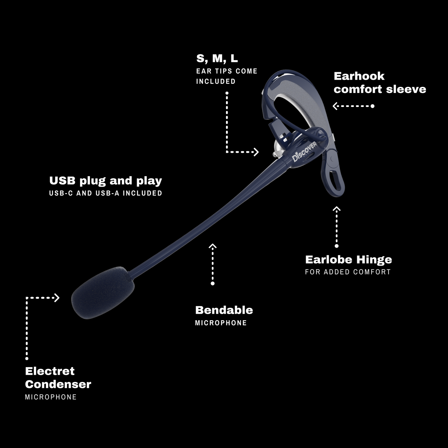 Discover D713 Quick Disconnect Earpiece Headset
