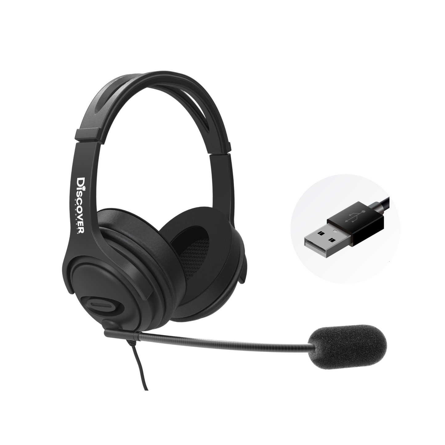 Discover D722U Over-Ear USB Wired Headset